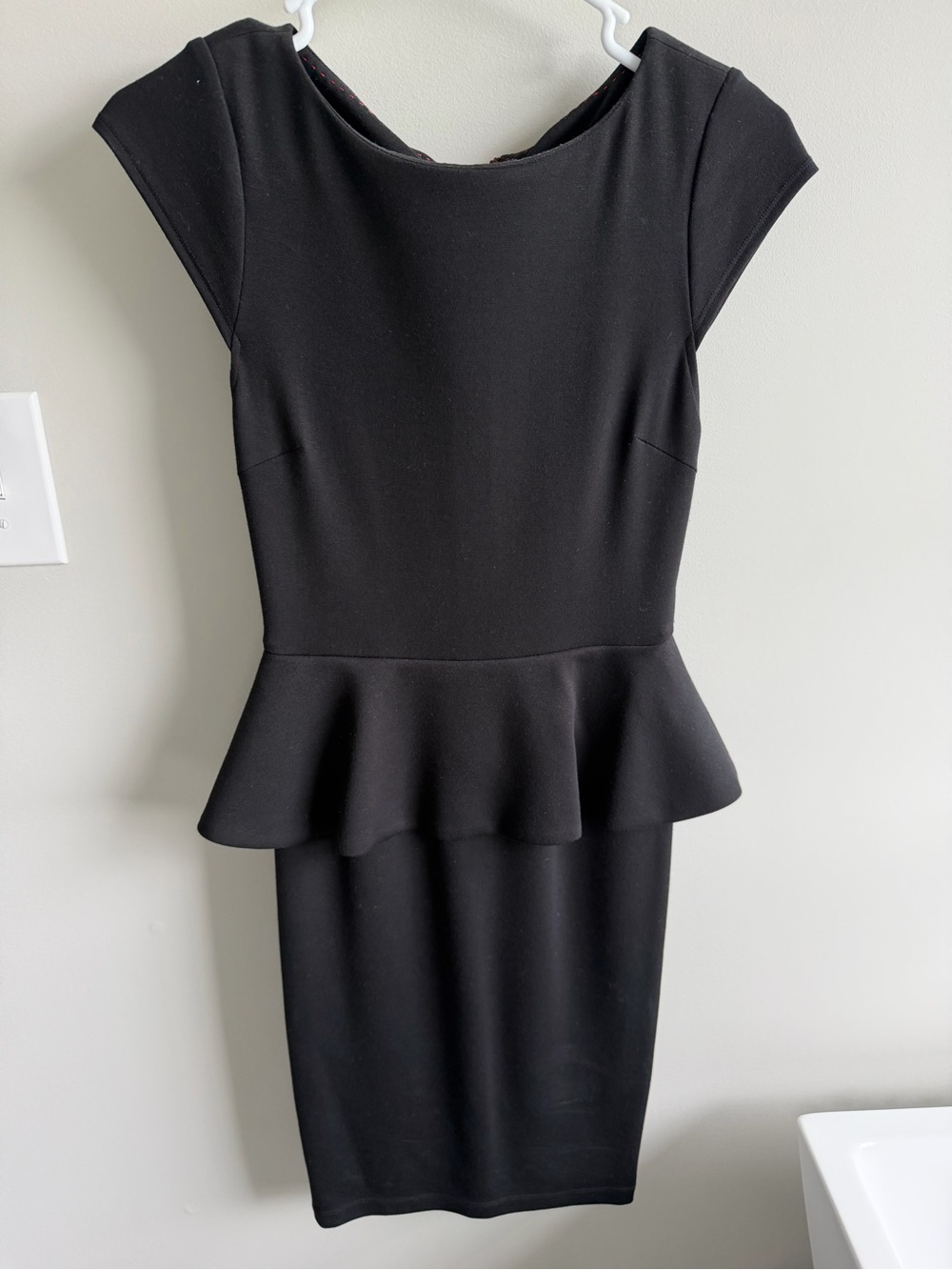 Alice + Olivia Black Peplum Midi Dress